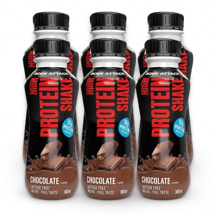 Body Attack High Protein Shake 12 x 500ml  Schoko
