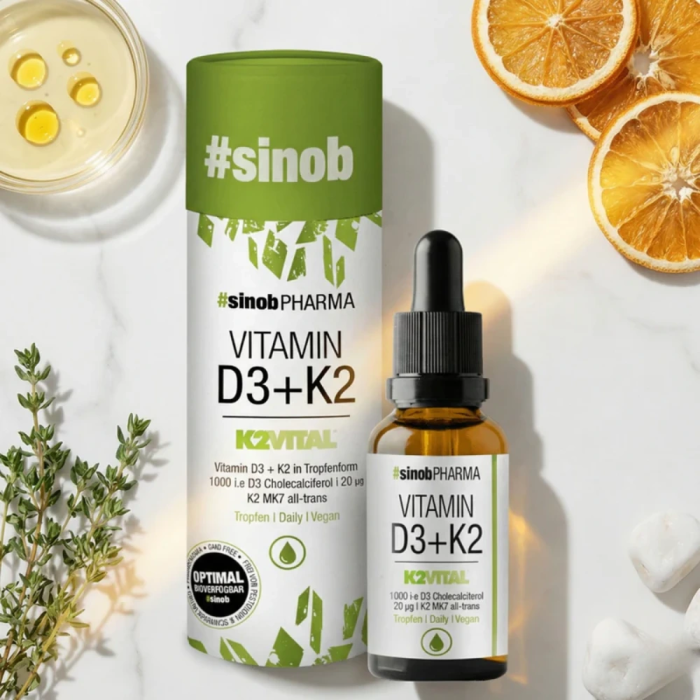 #sinob Vitamin D3 + K2 Tropfen 10ml Flasche 1000IU pro Tropfen