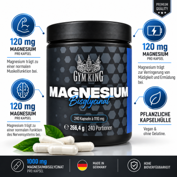 Gym King Magnesium Bisglycinat 240 Kapsel Dose
