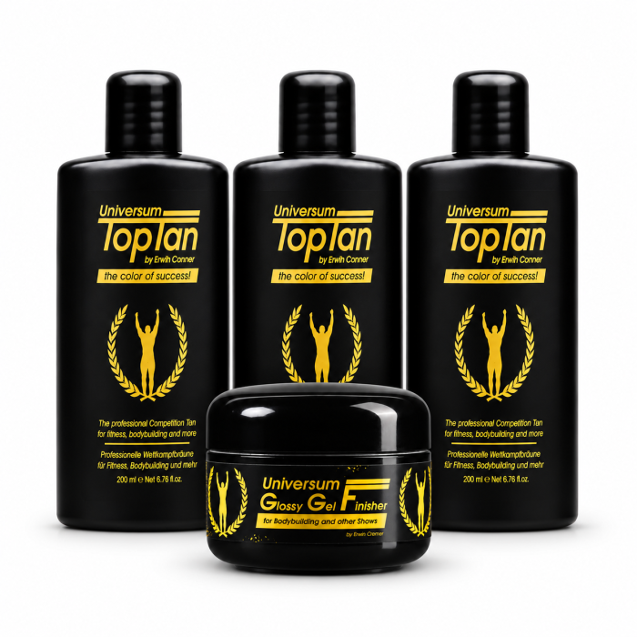 Universum Top Tan Selbstbräuner 200 ml Flasche – Wettkampfbräune für Bodybuilding