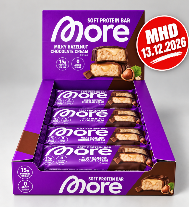MHD More Nutrition Protein Bar 50g x 10 Riegel Milky Hazelnut Chocolate Cream
